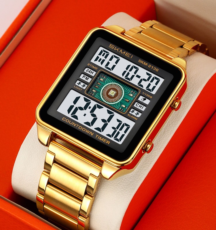 SKMEI 2136 Digital Watch sports electronic display Stainless Steel watch